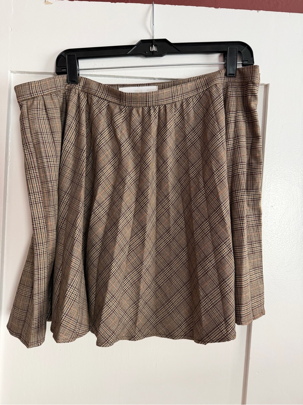Mango pleated plaid A-Line Women's Skirt in Brown